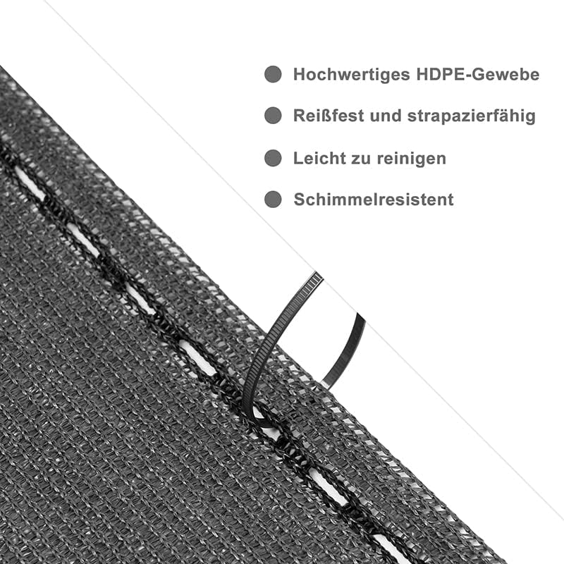 Woltu Hekscherm 1,5 x 25 m - Antraciet - HDPE Schaduwnet 150 g/m² - Inkijkbescherming en Windscherm