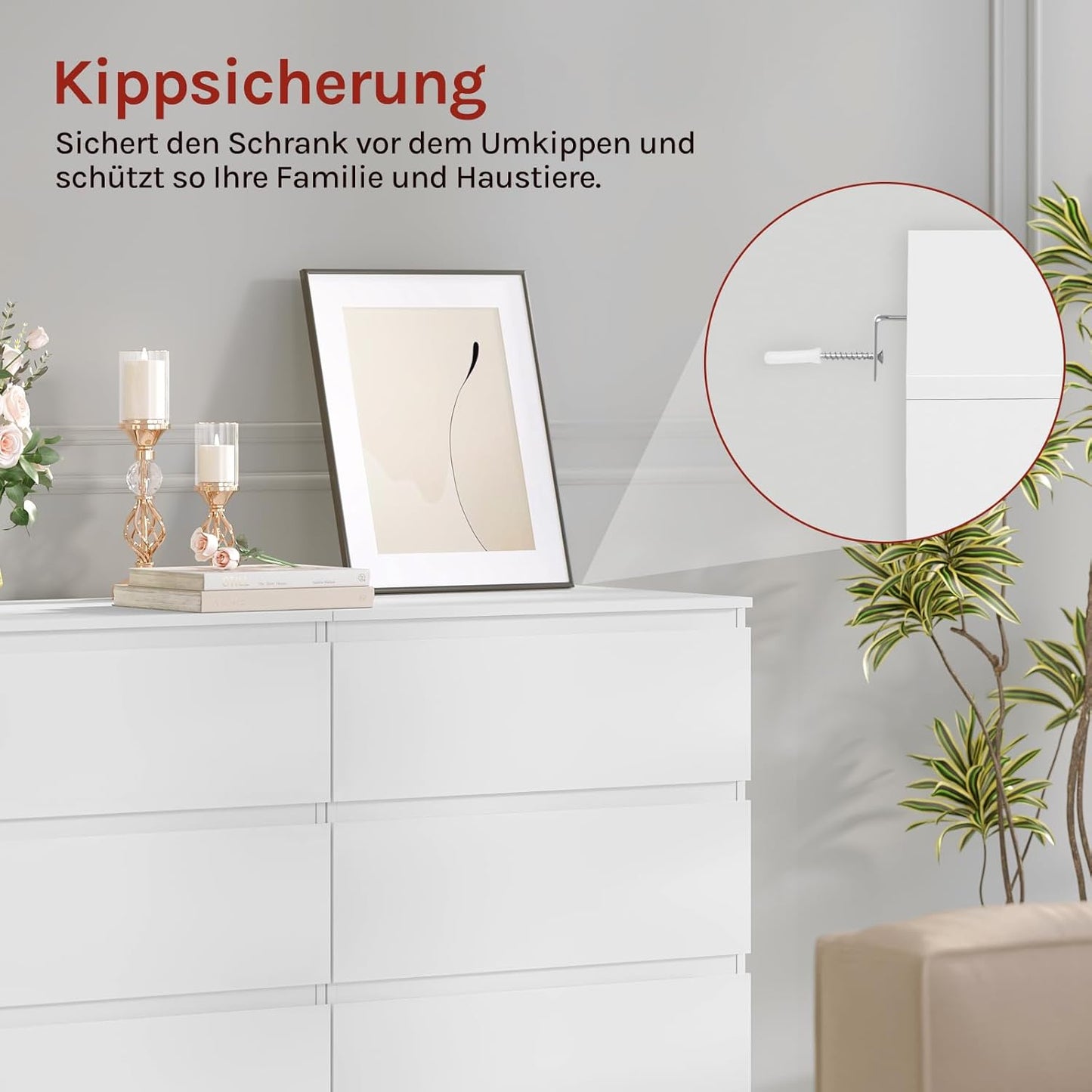 Woltu Ladekast Wit – 4 Lades – 60 x 40 x 90 cm – Moderne Opbergkast voor Slaapkamer en Woonkamer
