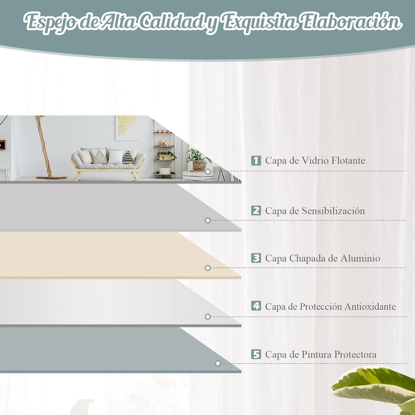 Coast Spiegel Rechthoekig - Geen Frame - 110 x 38 cm