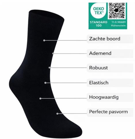 Heldenwerk Premium Diabetikersokken Heren 43-46 – 6 Paar – Naadloos, Zonder Strakke Elastiek, Comfortband – Zwart