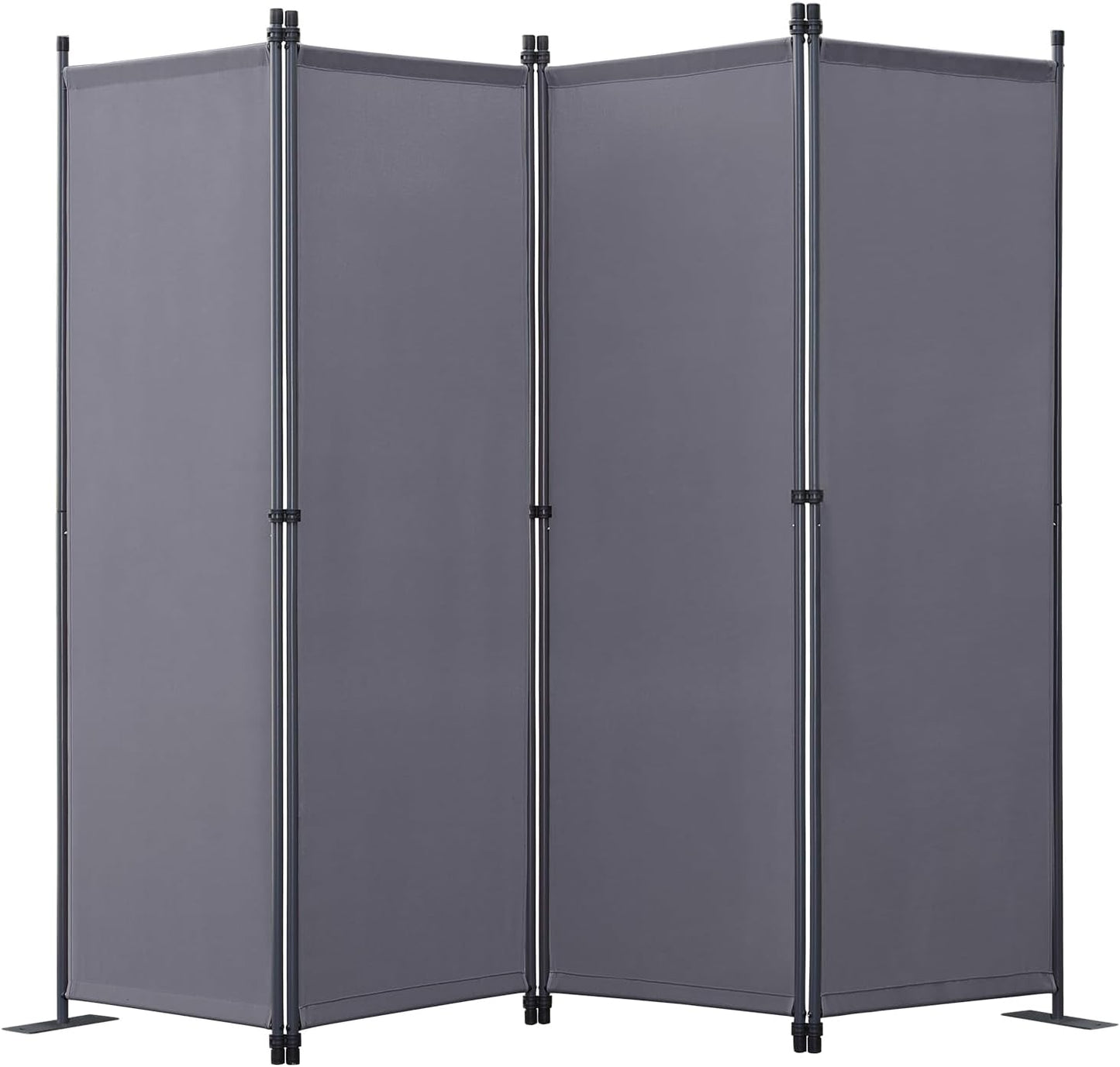 Angel Living Kamerscherm 4-Panelen – Stabiele Roomdivider & Inkijkbescherming van Staal en Polyester, Opvouwbaar – Grijs
