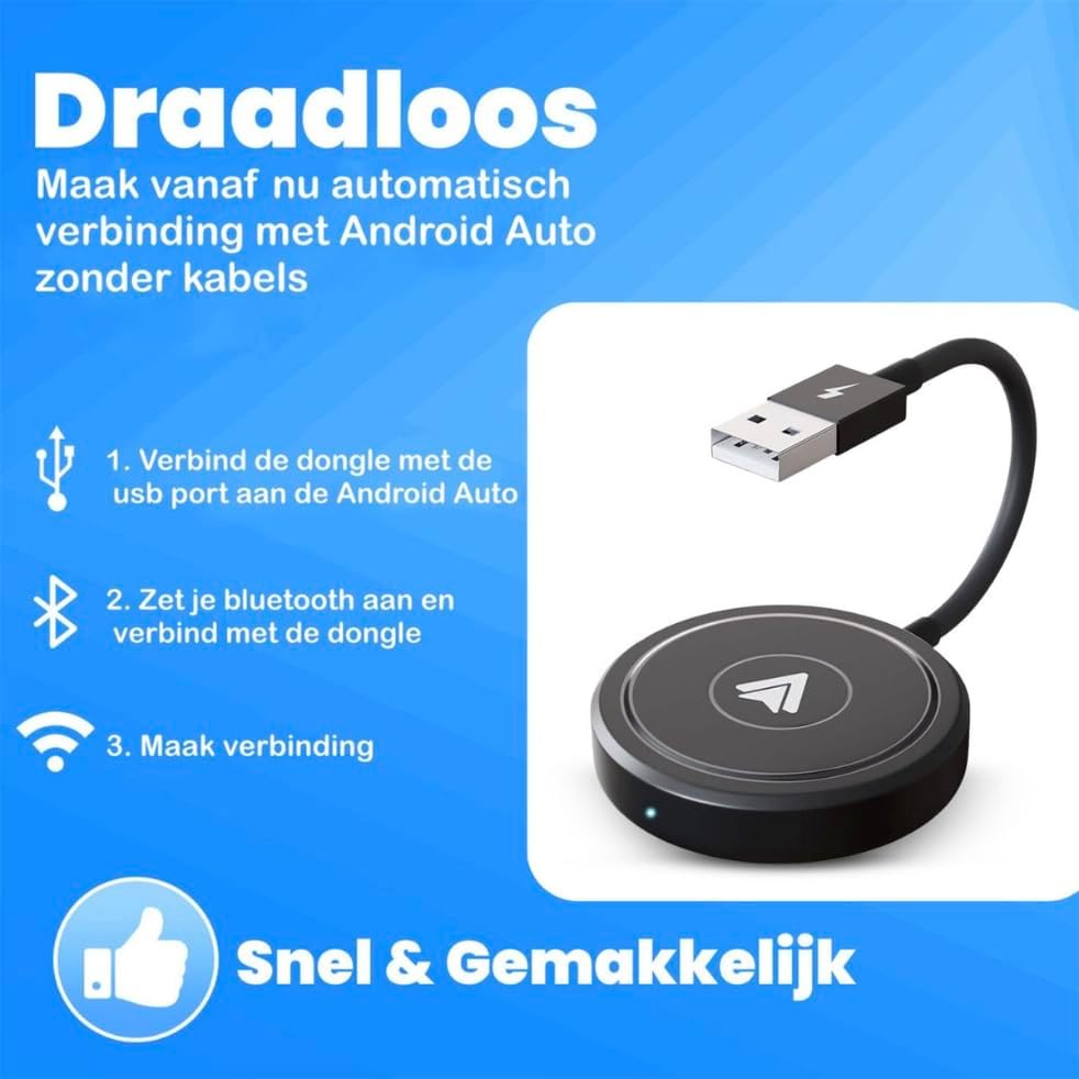 CarMe Luxe Android Auto Dongle - Draadloos Android Auto - USB-A & USB-C - 5GHz Verbinding - Automatische Verbinding - Compact Design - Zwart