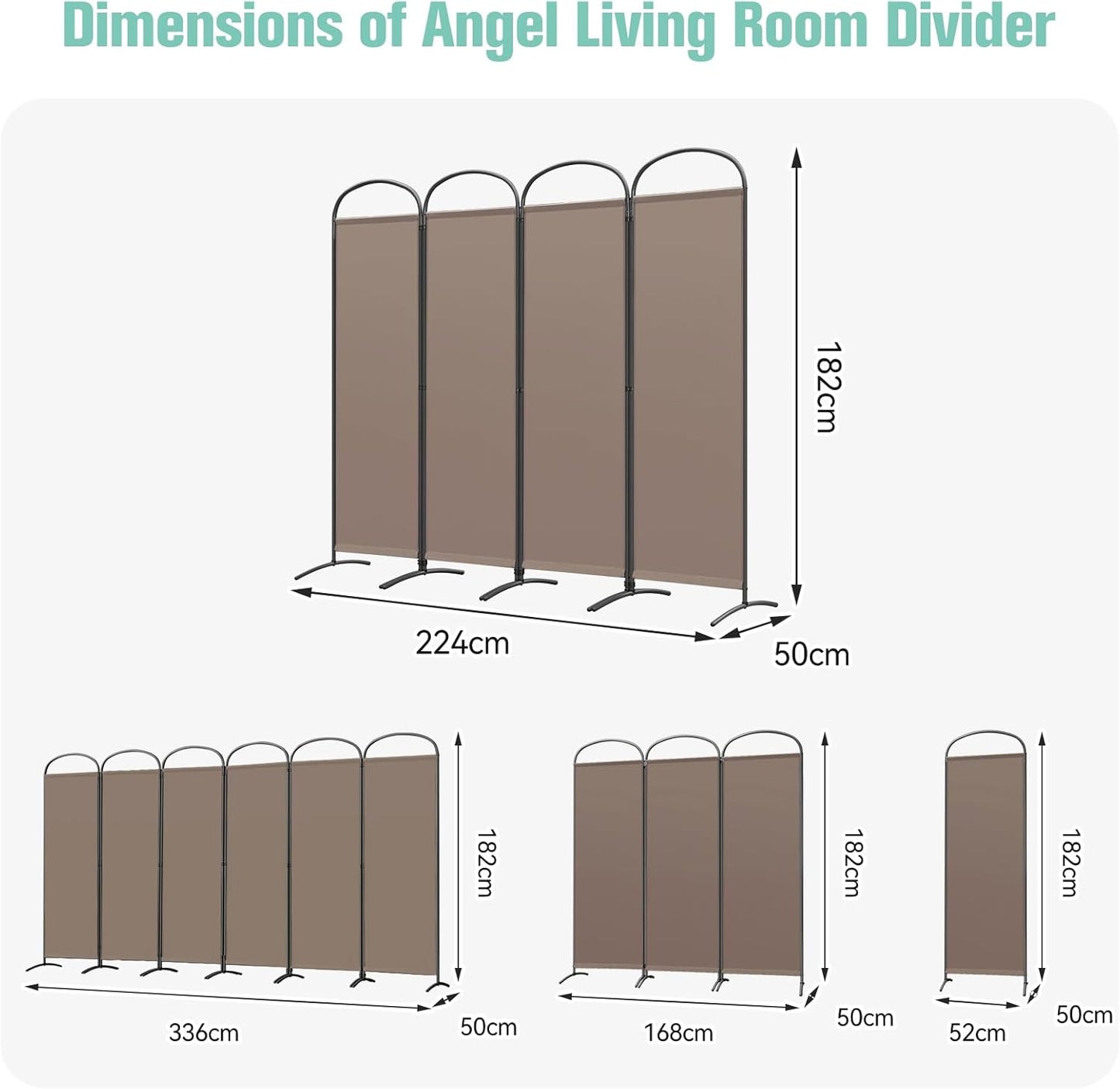 Angel Living Kamerscherm - 4 Panelen - 224 x 182 cm - Bruin