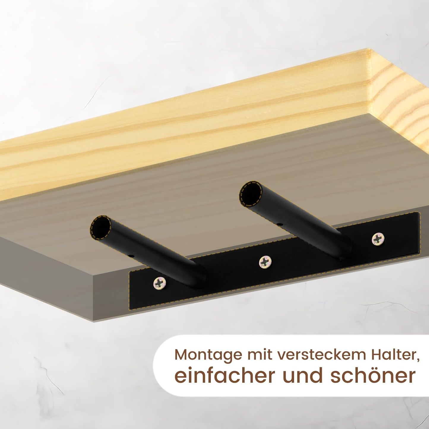 eSituro Houten Wandplank - Zwevende Muurplank met Onzichtbare Bevestiging - Houtlook - 50 x 19 x 3,5 cm