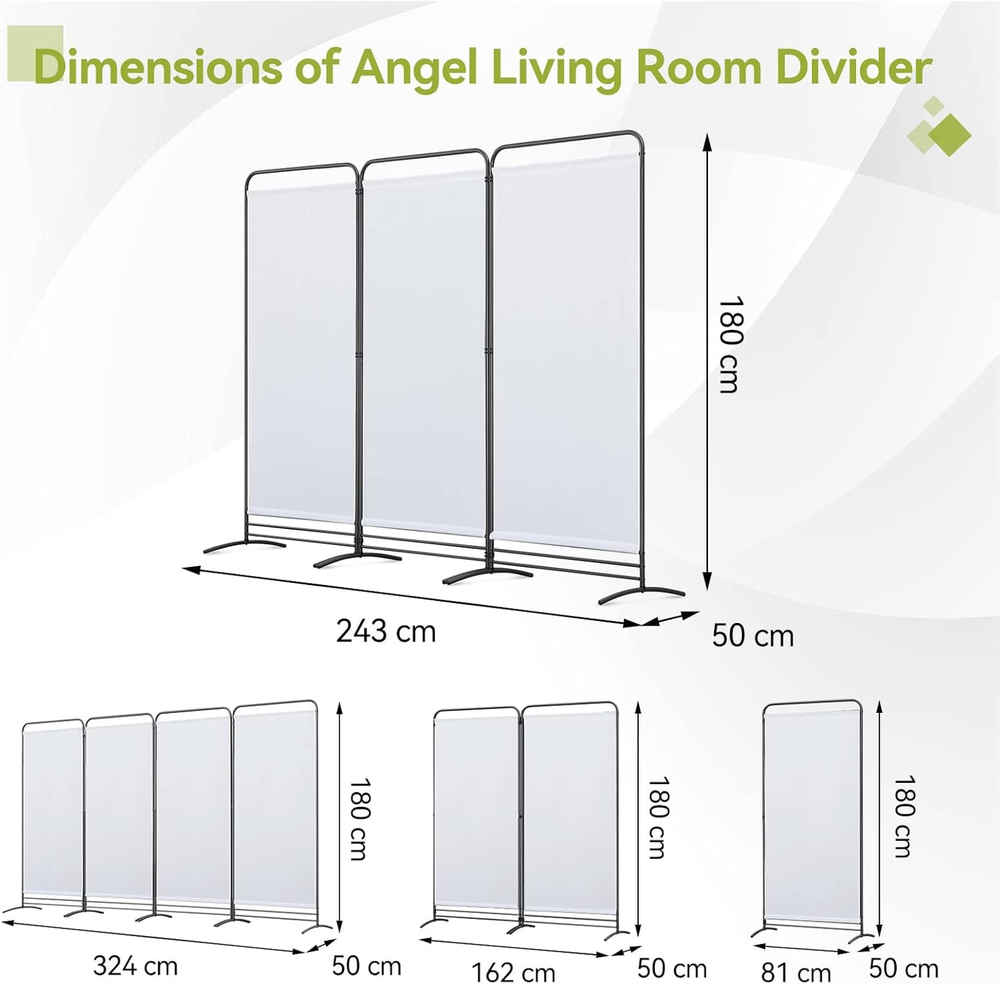 Angel Living Kamerscherm 3 Panelen - 243 x 180 cm - Wit