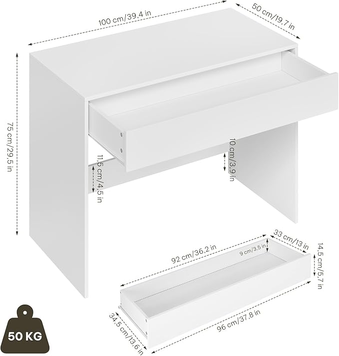 eSituro bureau - met lades - computerbureau - kantoorbureau - 100x50x75 cm