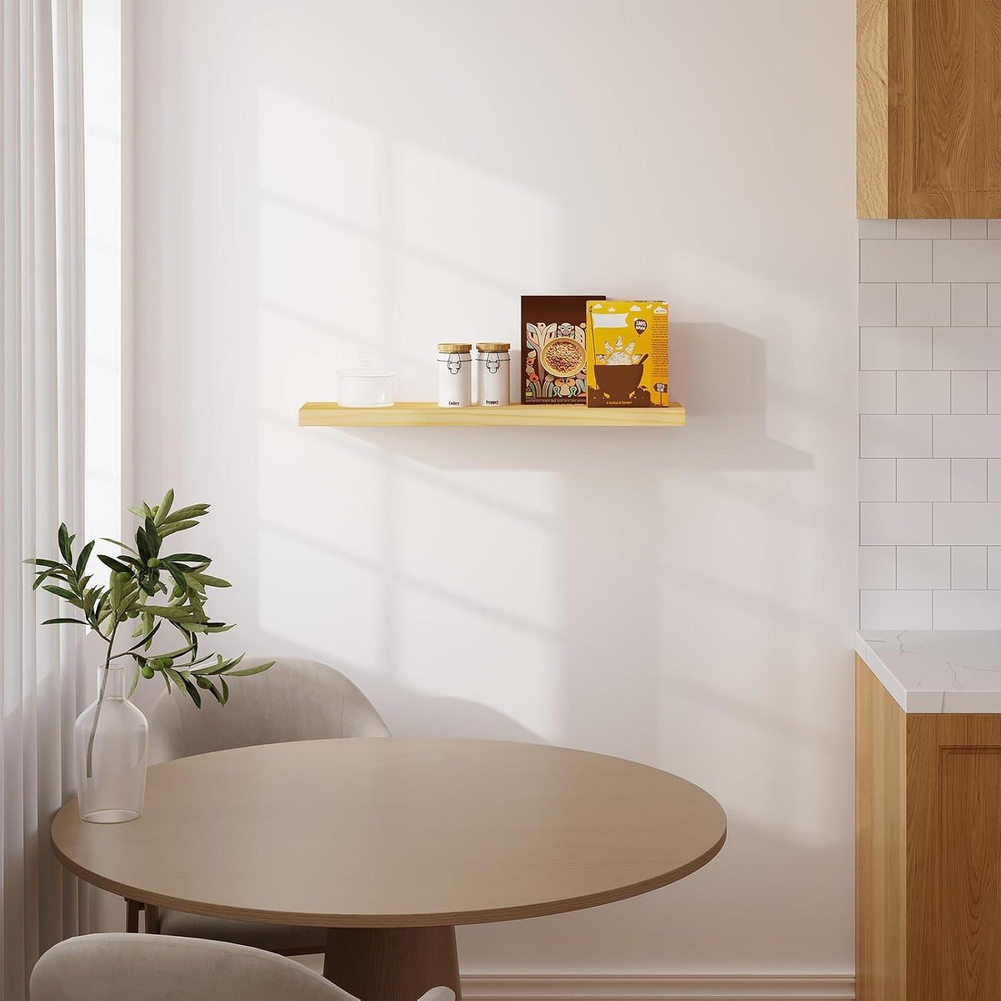 eSituro Houten Wandplank - Zwevende Muurplank met Onzichtbare Bevestiging - Houtlook - 50 x 19 x 3,5 cm