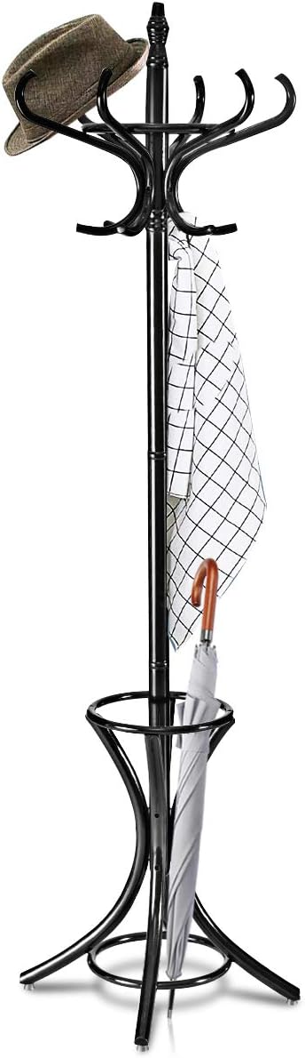 Coast Kapstok - 12 kledinghaak met Parapluhouder - 184 cm - Zwart