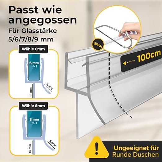 Five Dots Doucheafdichting – 6 mm – Waterkering voor Douchedeur – Transparant