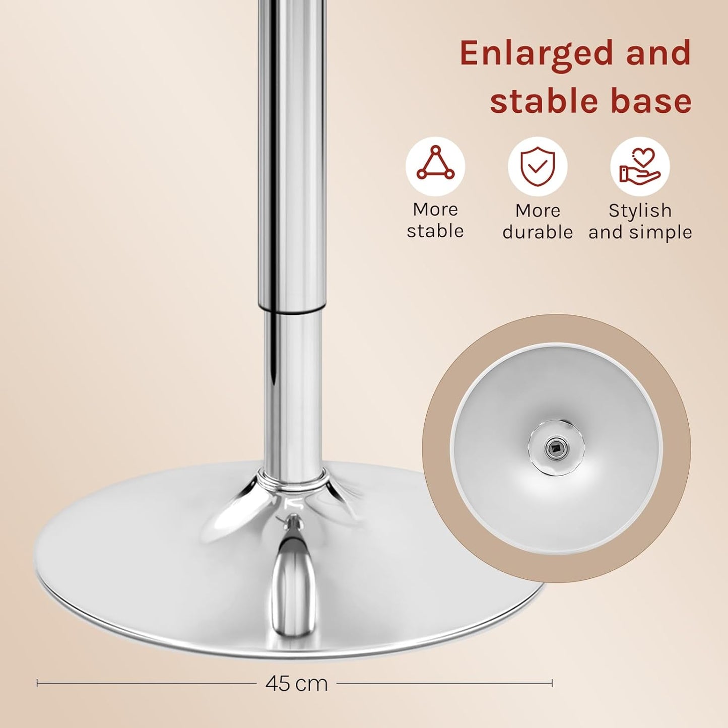 Woltu BT02ws Bartafel verstelbaar - Rond 60x60 cm - Hoogte 68-88 cm - Wit