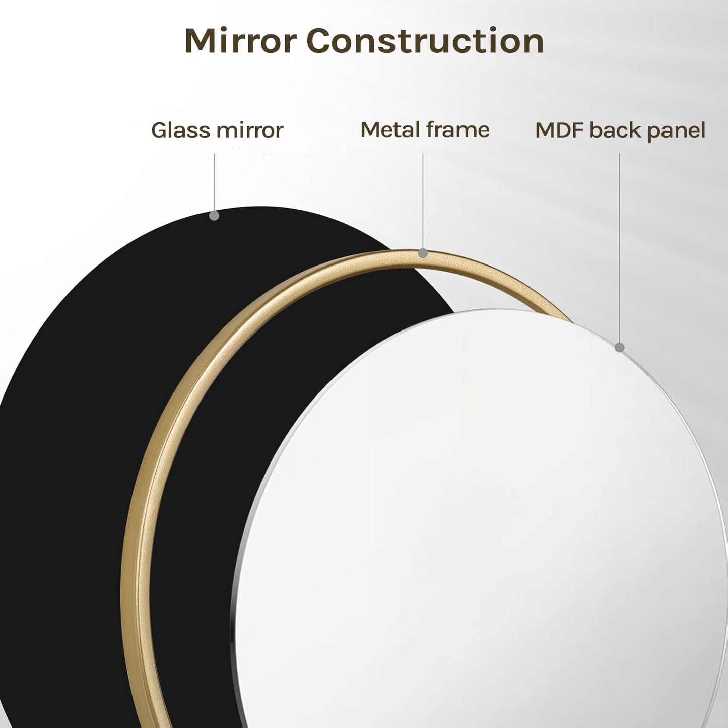 WOLTU MB6094gd04 - verlichte ronde wandspiegel - 71 cm - goud metalen frame