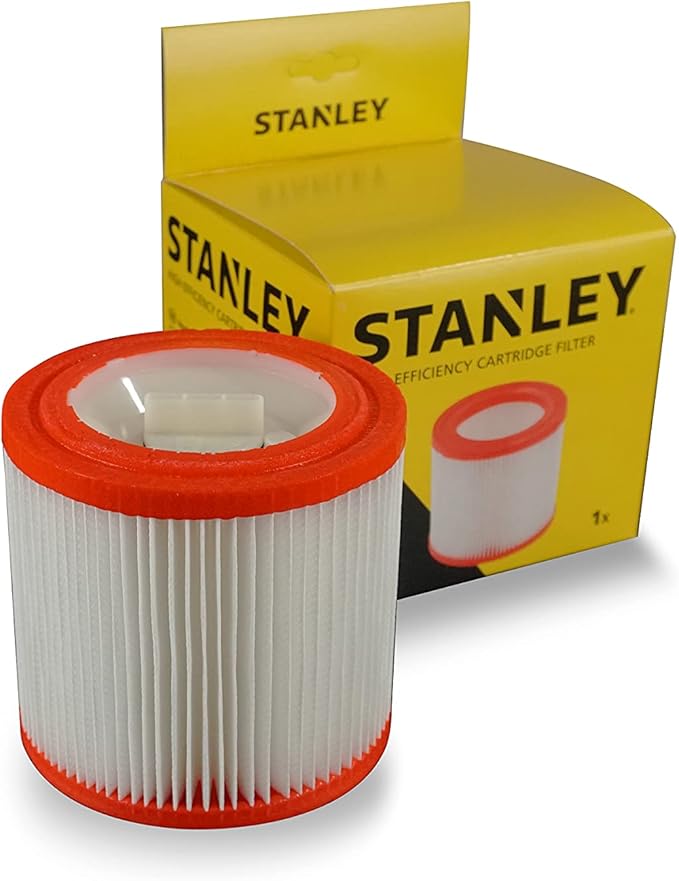 Stanley Hoogrendementspatroonfilter – W52120083 – Voor Vaste Stofzuigers en Nat- en Droogzuigers – Wasbaar en Herbruikbaar – 21 x 20 x 21 cm – Geel