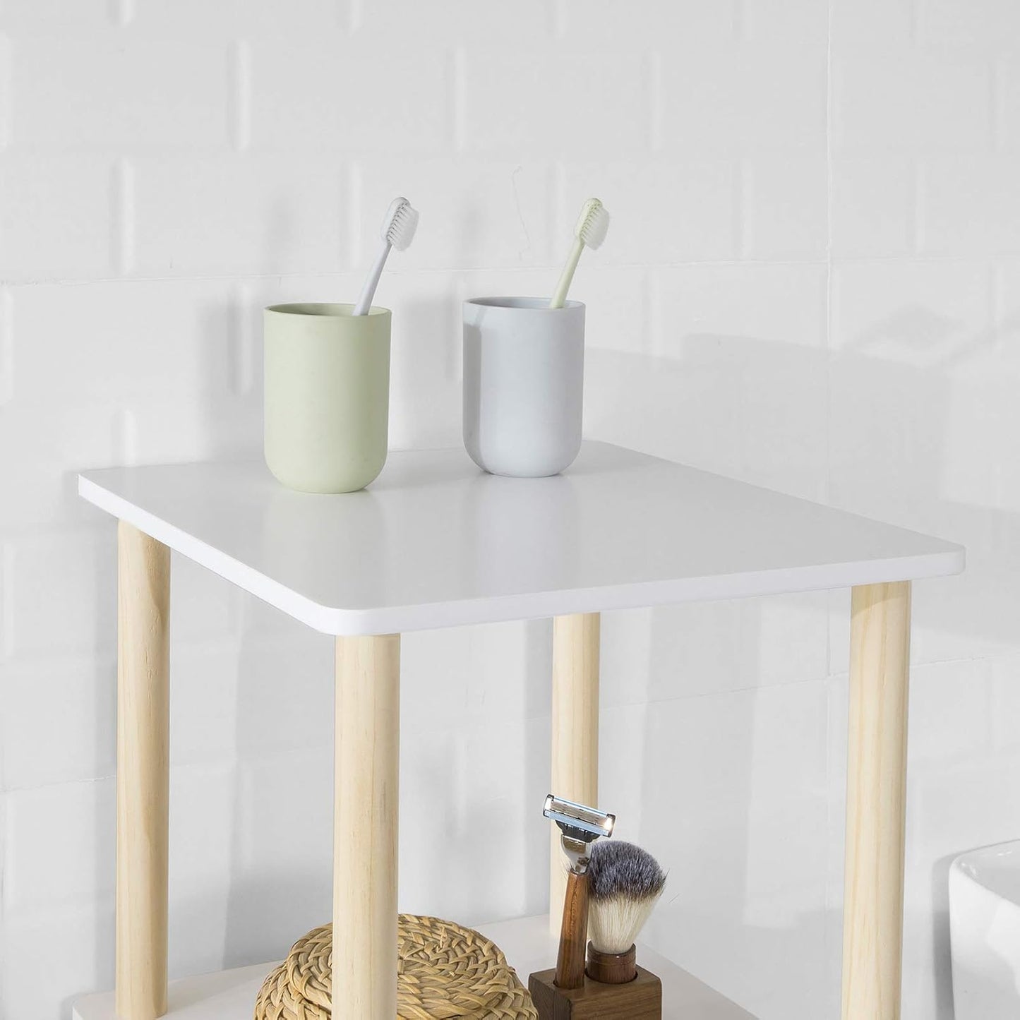 SoBuy Opbergkast - Naturel - Max. 10 kg per plank - 36 x 36 x 106 cm - Wit