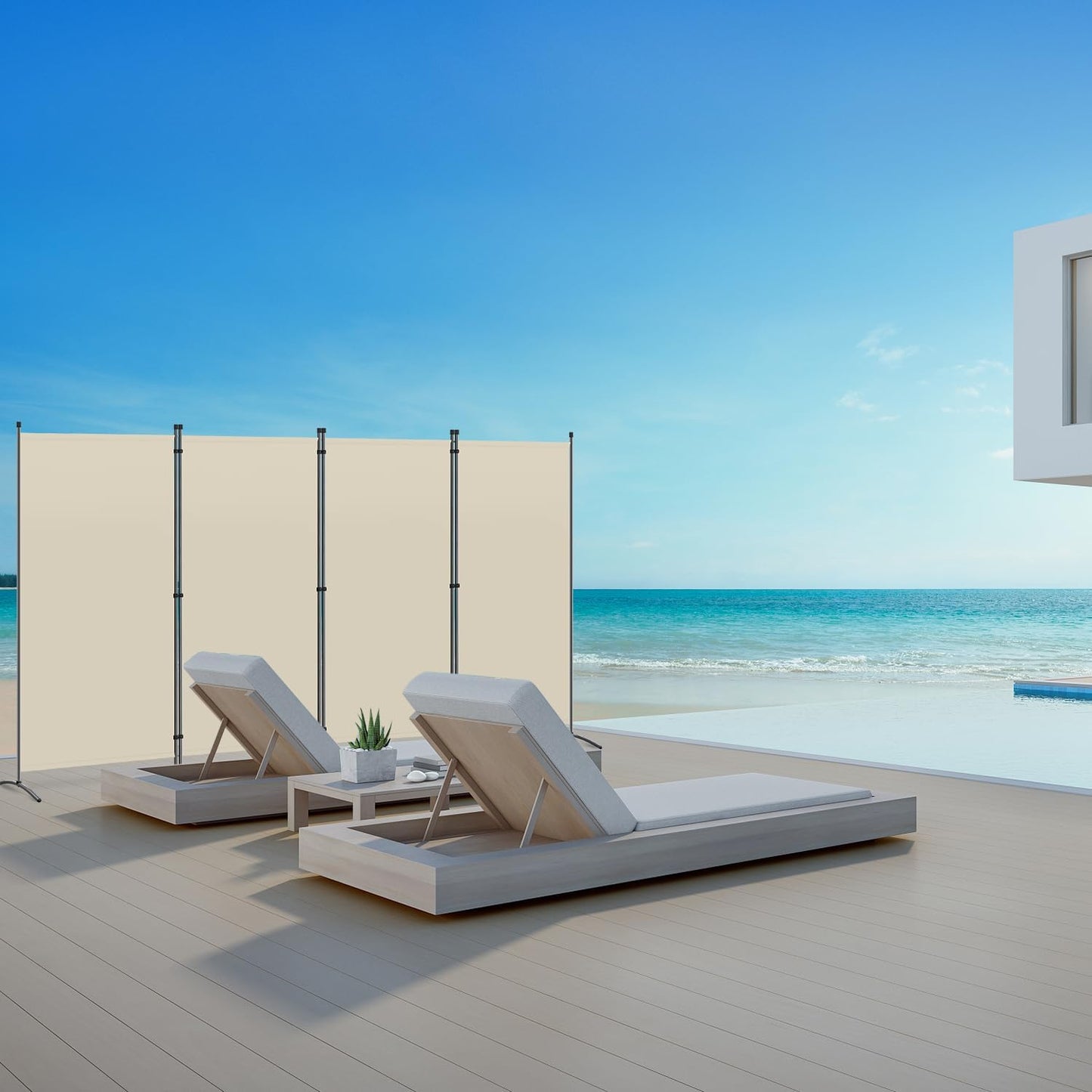 Angel Living Kamerscherm - 4 Panelen - 324 x 169 cm - Beige