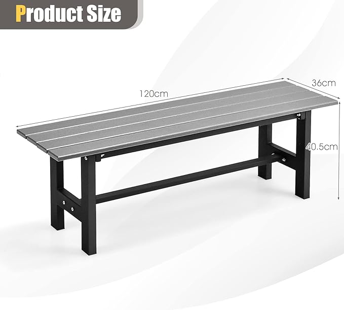Coast Garden Bench voor 2 personen met sla tot 300 kg veerkrachtig 120 x 36 x 40,5 cm grijs