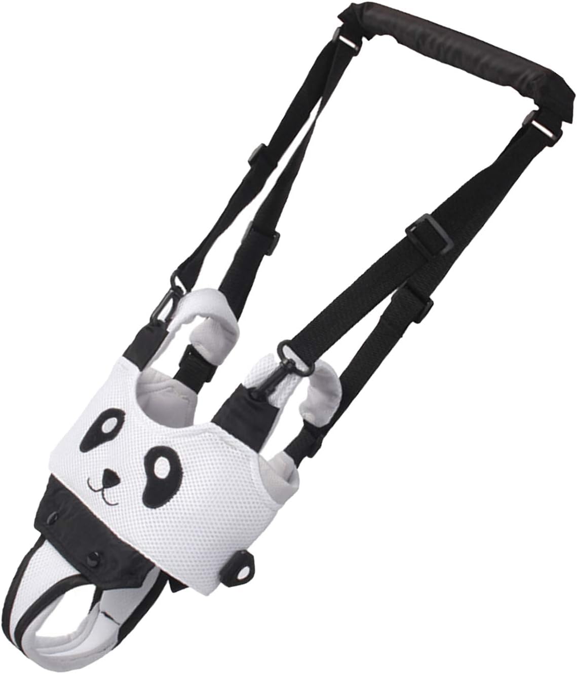 Yolispa Baby Walking Assistant Loop- en Stapharnas voor Peuters – Verstelbaar – Zwart/Wit Panda – 250 g – Verstelbare maat (borstomvang ca. 50–75 cm)