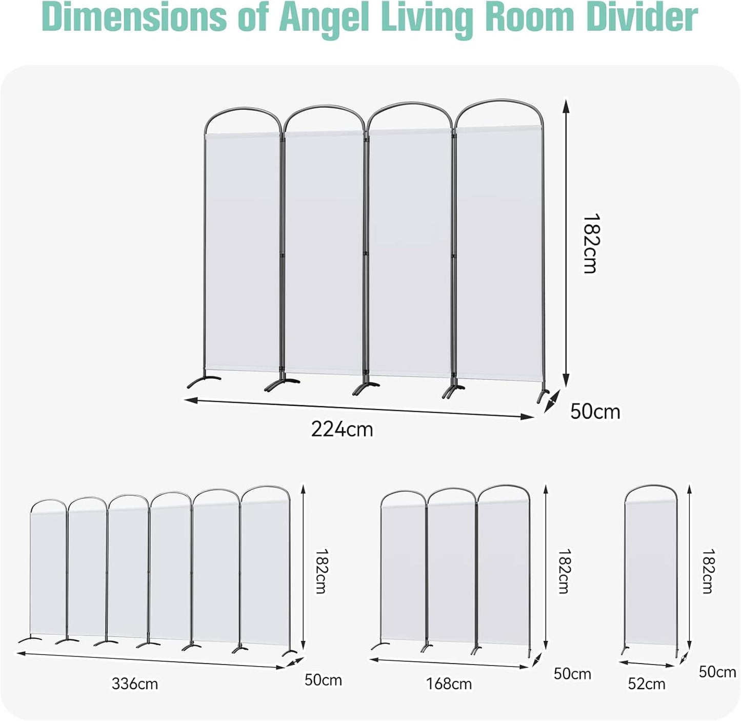 Angel Living Kamerscherm 4 Panelen - 224 x 182 cm - Wit