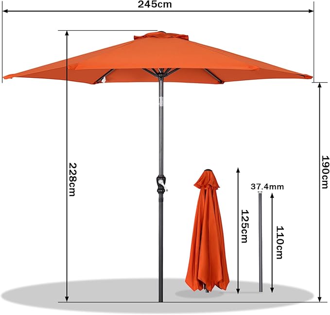 Angel Living Parasol Ø250 cm - Kantelbaar - Terra