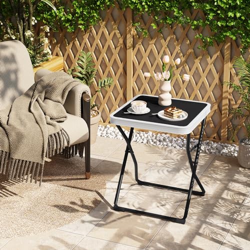 eSituro Campingtafel 2-in-1 met Afneembaar Blad - Zwart - 40,5 x 40,5 x 50 cm