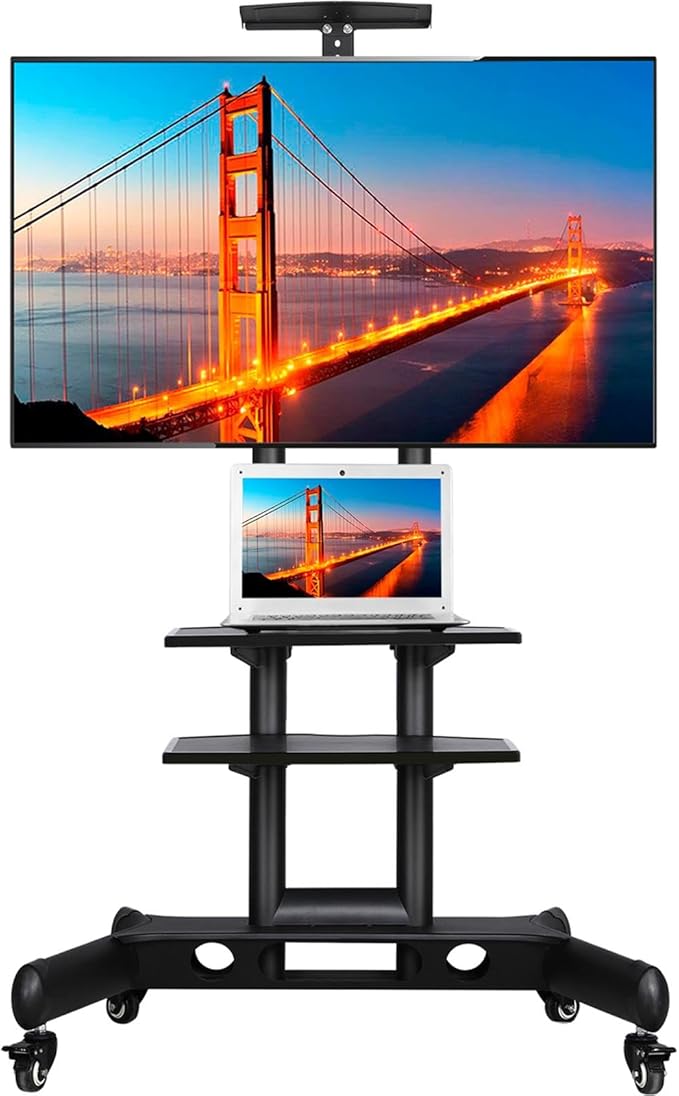 Yaheetech TV Standaard - Verrijdbaar - Verstelbaar - 32-75 Inch - Zwart