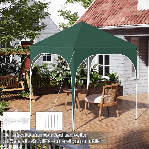 Woltu Vouwpaviljoen 2 x 2 m met 4 Afneembare Wanden Groen