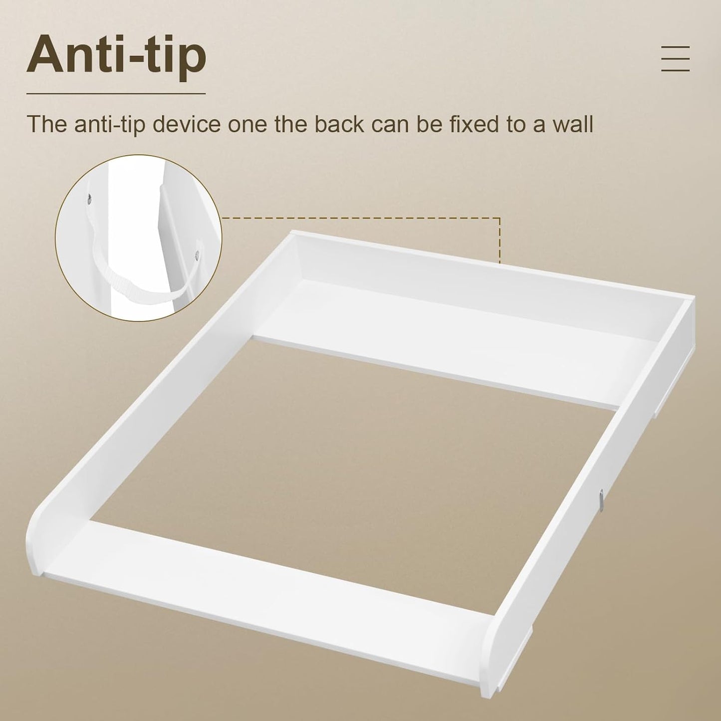 WOLTU WT007 aankleedblad voor commode - wit MDF - verstelbare diepte 46,5 tot 50 cm