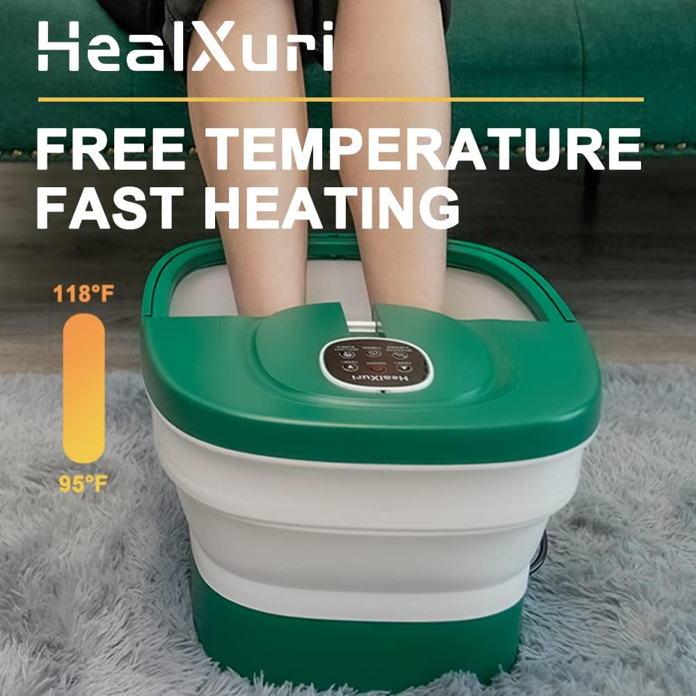HealXuri Opvouwbaar Voetspa Massagebad met Verwarming, Bubbels & Elektrische Massagerollers - 43,18 x 35,56 x 15,24 cm