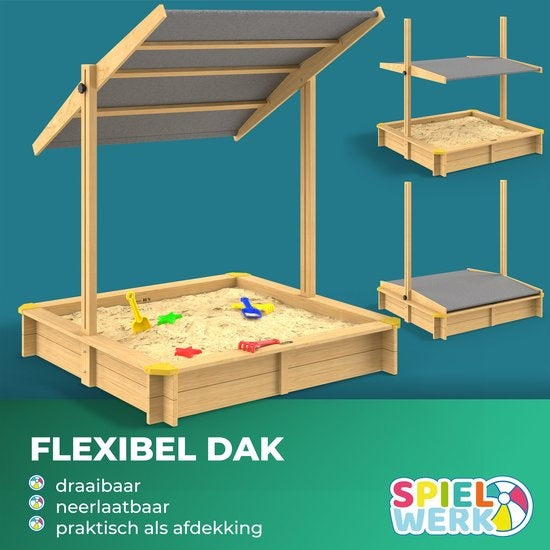 Spielwerk Zandbak - Hout Zonnedak UV 50+ Samu - 120x120x120cm