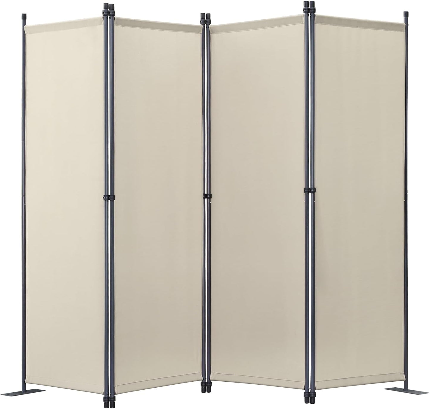 Angel Living Kamerscherm - 4-delig - 224x165 cm - Opvouwbaar - Staal & Polyester - Ruimteverdeler & Inkijkbescherming - Beige
