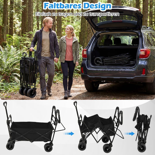 Coast Opvouwbare Tuinwagen 100 Liter - Zwart - 120 x 57 x 110 cm