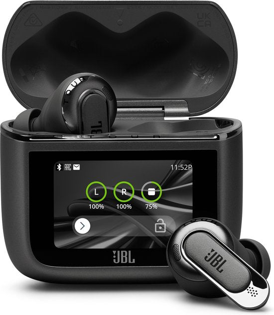 JBL Tour Pro 3 - Draadloze Oortjes met Noise Cancelling - Smart Case met Touchscreen - True Wireless Bluetooth - Hi-Res Audio (LDAC) - 50 uur - Zwart