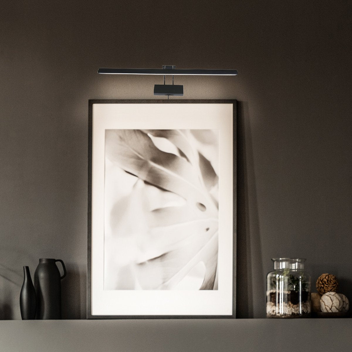 Steinhauer Litho LED - Wandlamp Modern - Zwart - H:9.4cm - Universeel - Voor Binnen - Metaal - Wandlampen - Slaapkamer - Woonkamer