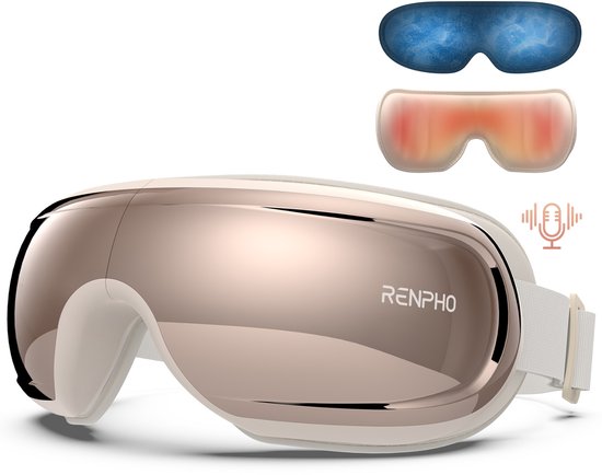 RENPHO Eyeris 3 Oogmassager - Voor rondom ogen en slapen - Warmtefunctie en verkoelende optie - Met voice control en bluetooth - Verschillende intensiteiten - Rose goud