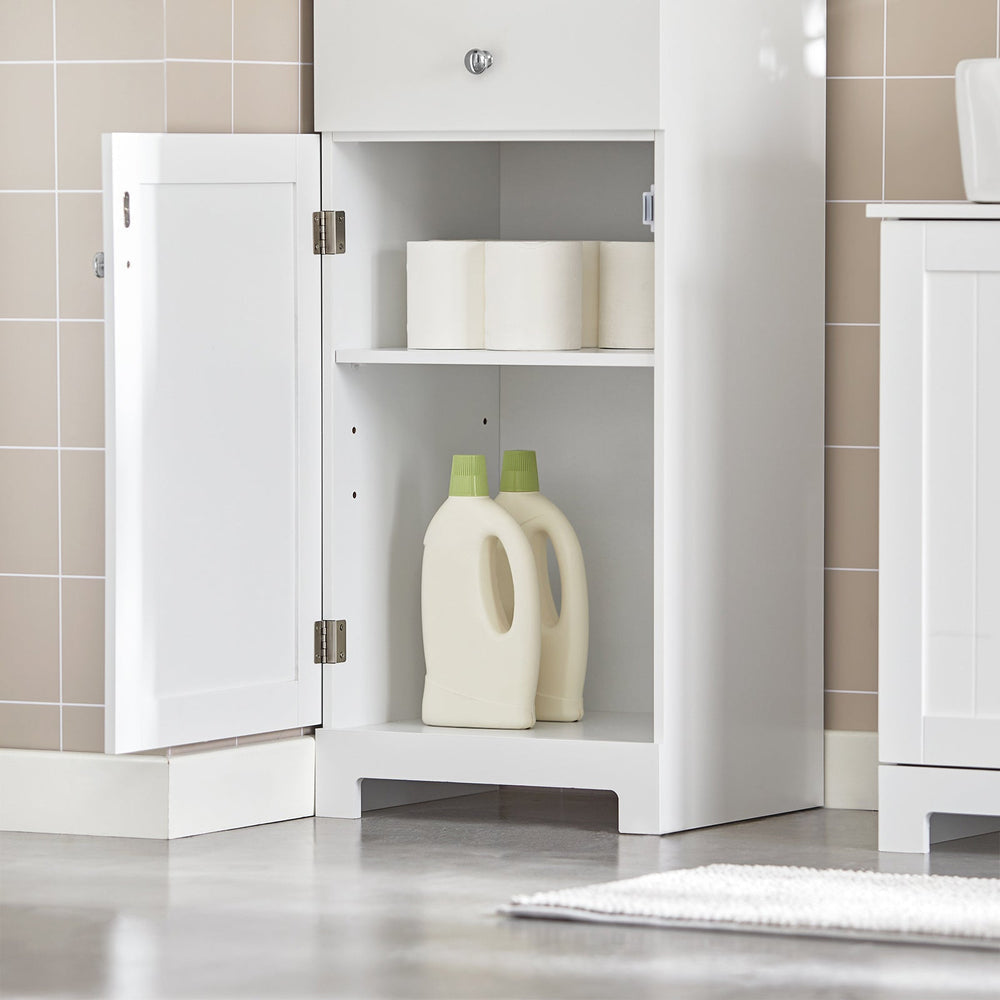 SoBuy BZR17-W Hoge Badkamerkast  - Lade, Deur & Planken - Wit - 40x150x33 cm