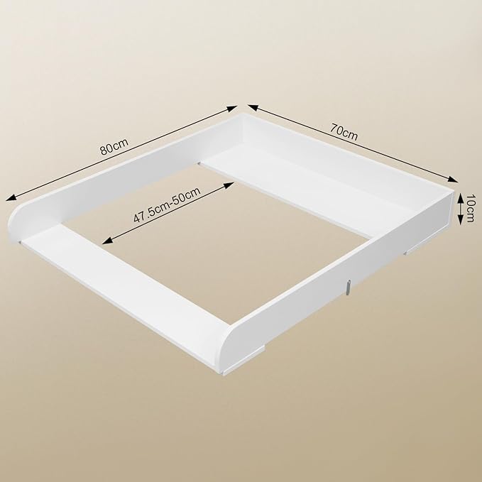 WOLTU WT007 aankleedblad voor commode - wit MDF - verstelbare diepte 46,5 tot 50 cm