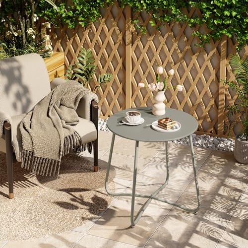 eSituro Ronde Tuin- en Balkon Tafel - Metaal Grijs - Ø48 x H45 cm