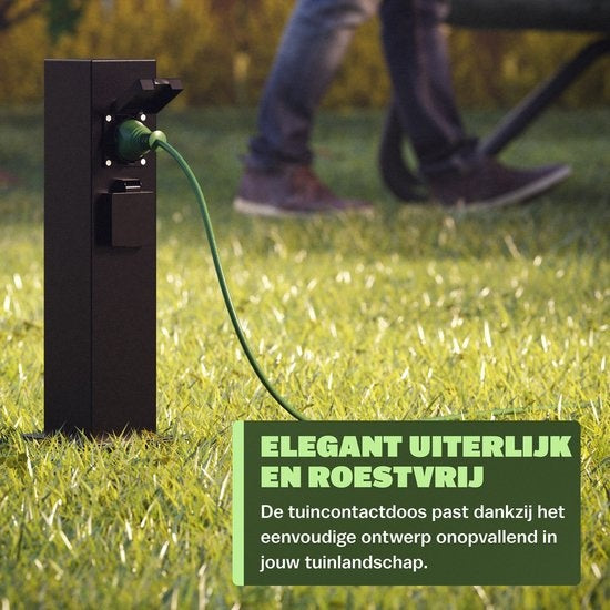 Monzana Stekkerdoos 4voudig - IP44 Metaal & Spike – Zwart