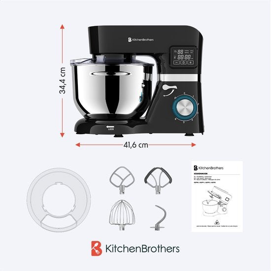KitchenBrothers Keukenmachine KB790 - Display en Timer - 6L - 1400W - Zwart