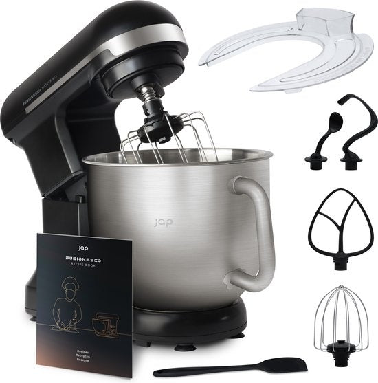 JAP Appliances Mastermix - Keukenmachine (1000W) - Keukenrobot met 6 snelheden en pulse-functie - Mixer met 5.7 liter mengkom - Inclusief pannenlikker - Mat zwart