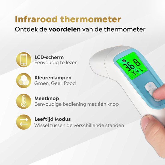 MostEssential Premium Koortsthermometer – Oorthermometer & Voorhoofd – Contactloos – Volwassenen, Kinderen, Baby – 20D