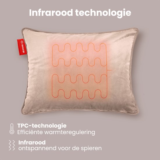 Auronic Warmtekussen - Velvet - 45x60 - Draadloos - Oplaadbaar - Elektrisch kussen - Infrarood - Roze