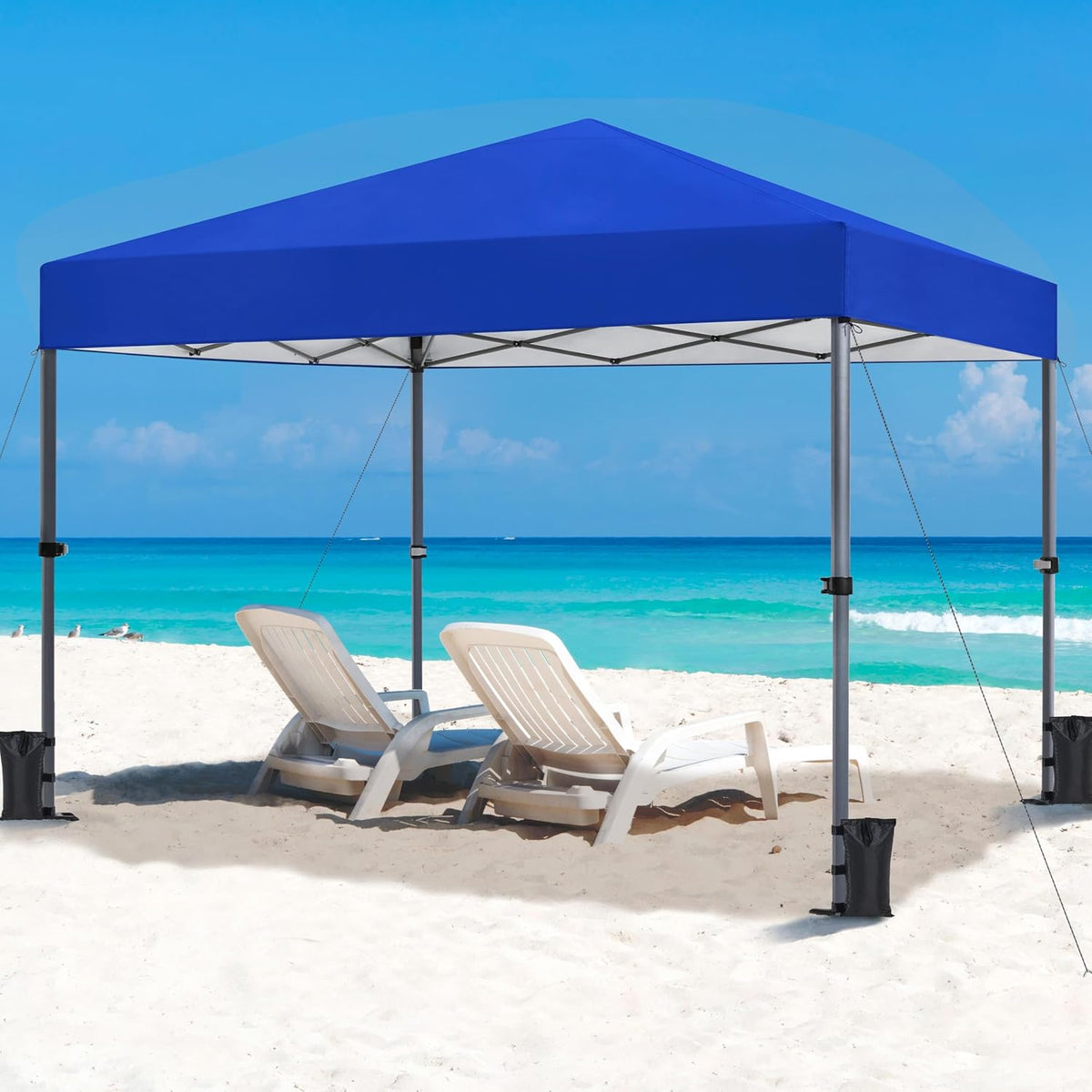 Yaheetech Pop-up Vouwpaviljoen 3 × 3 m In Hoogte Verstelbaar 170,5–265,5 cm Blauw