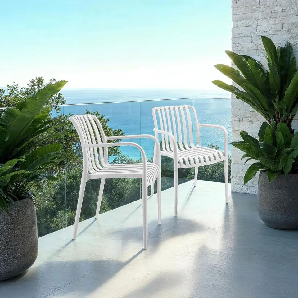 Tectake Tuinstoelen Alcudia Set van 2 - Weerbestendig - Stapelbaar - Kunststof