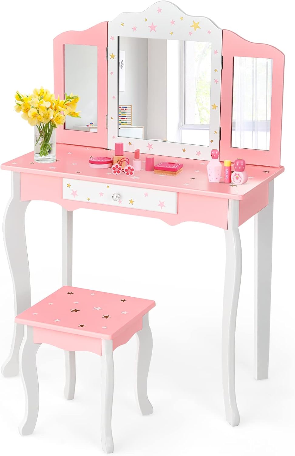 Coast Kinderen Krandtafel Princess Kappeldafel met lade opvouwbare spiegel met kaptafel roze