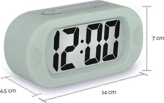 JAP AP17 digitale wekker - Stevige alarmklok - Met snooze en verlichtingsfunctie - Beschermhoes van rubber - Pastelle Groen