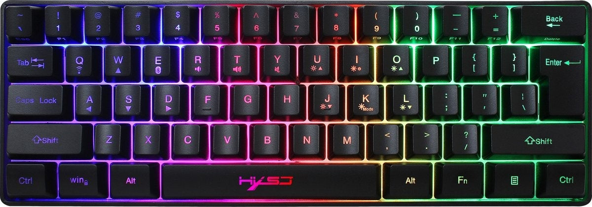 HXSJ L500 2.4GHz Membraan Draadloze Gaming Toetsenborden - RGB Bluetooth Toetsenbord - Tri modes - 61keys - Qwerty - Zwart
