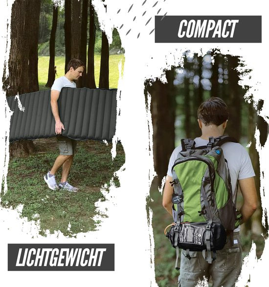 Ever Trex Slaapmat Comfort - 193x70x10cm - Ingebouwde Pomp - 1 Persoons - Camping Matras - Zelfopblaasbaar - Zwart