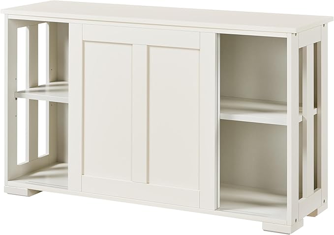 Yaheetech Dressoir - Met Schuifdeuren - Opbergkast - Sideboard - Verstelbare Plank - wit