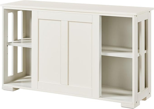 Yaheetech Dressoir - Met Schuifdeuren - Opbergkast - Sideboard - Verstelbare Plank - wit