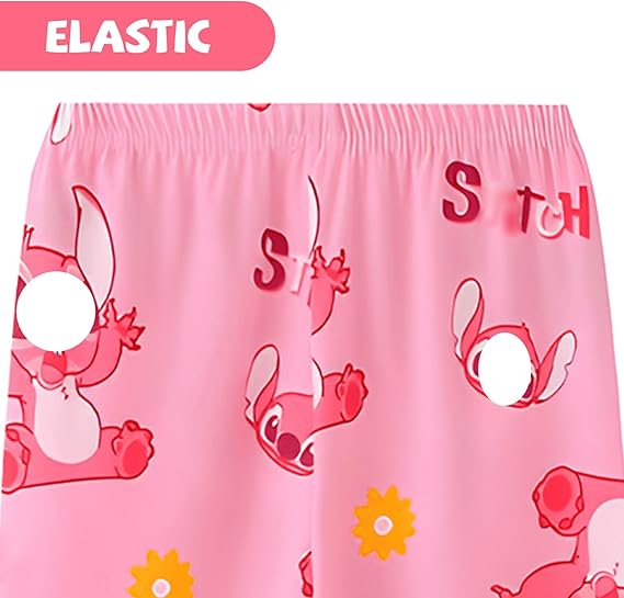 Roze Stitch Pyjama – Kinderpyjama van Katoen (Maat 1/2 Jaar – 90 cm)